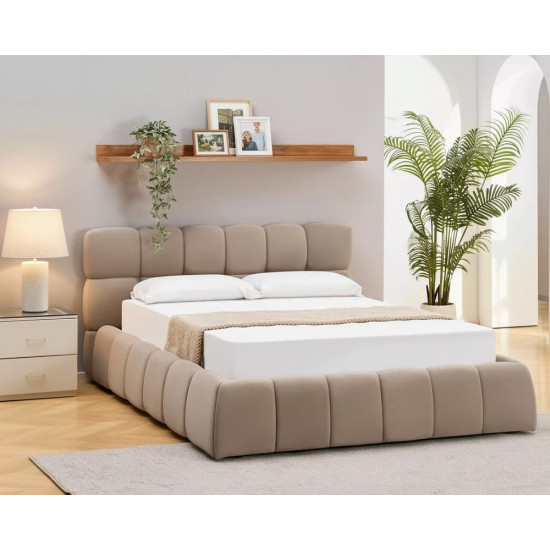 Кровать двухспальная мягкая Parma Velvet 160×200 Темно-бежевая велюр Bluvel 1