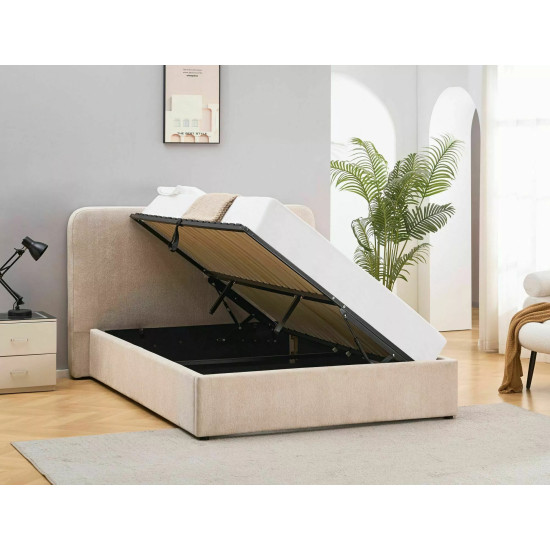 Кровать двухспальная мягкая Lumia Raven 140×200 Бежевая ткань 2