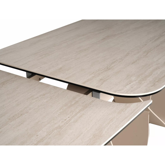 Стол обеденный кухонный раскладной Infinity Ceramic (160–240)×95 см Керамика Беж / Кашемир каркас 10