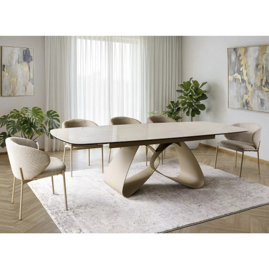 Стул кухонный обеденный мягкий Kioto Светло-бежевая ткань / Кашемир каркас 5