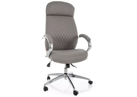 Кресло офисное компьютерное поворотное Q-09 Серая экокожа / Хром каркас