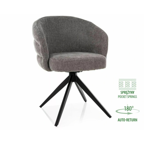 Стул кухонный обеденный мягкий Ores Серая ткань / Черный каркас 1