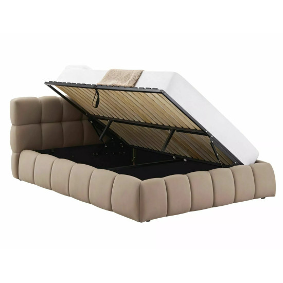 Кровать двухспальная мягкая Parma Velvet 160×200 Темно-бежевая велюр Bluvel 10