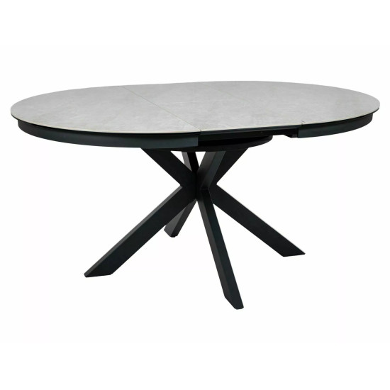 Стол обеденный кухонный раскладной Porto Ceramic (120–160)×120 см Керамика Беж / Черный каркас 4