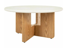 Стол журнальный кофейный Alma ø80 см Экрю / Дуб