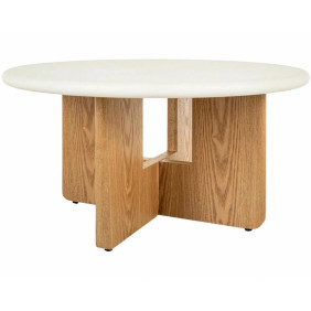 Стол журнальный кофейный Alma ø80 см Экрю / Дуб