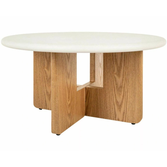 Стол журнальный кофейный Alma ø80 см Экрю / Дуб 1
