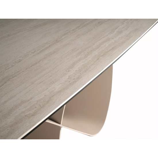 Стол обеденный кухонный раскладной Infinity Ceramic (160–240)×95 см Керамика Беж / Кашемир каркас 9