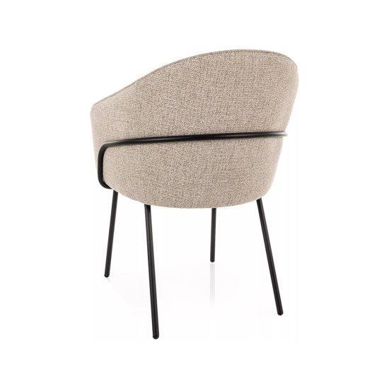 Стул кухонный обеденный мягкий Nao Noelle Бежевая ткань / Черный каркас 3