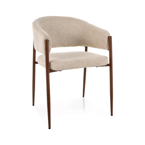 Стул кухонный обеденный мягкий Akita D Светло-бежевая ткань / Орех каркас 1