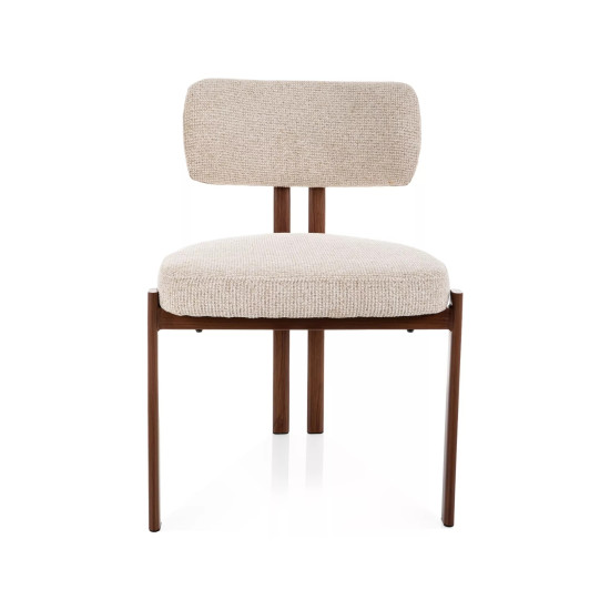 Стул кухонный обеденный мягкий Misaki D Светло-бежевая ткань / Орех каркас 2