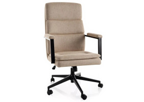 Кресло офисное компьютерное поворотное Q-090 Темно-бежевая экокожа / Черный каркас