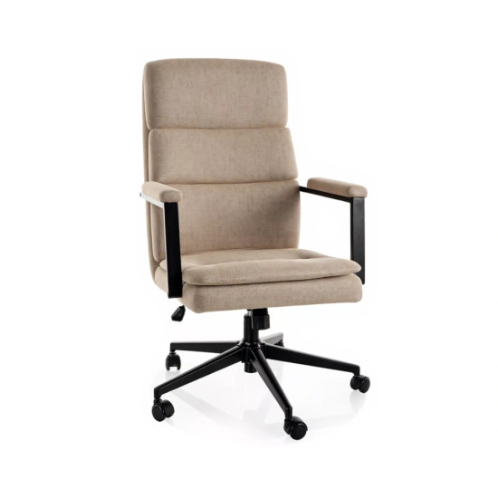 Кресло офисное компьютерное поворотное Q-090 Темно-бежевая экокожа / Черный каркас 1
