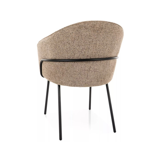 Стул кухонный обеденный мягкий Nao Noelle Темно-бежевая ткань / Черный каркас 3