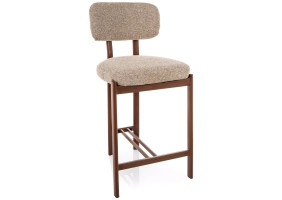 Полубарный стул кухонный Misaki H-2 Бежевая ткань / Орех каркас