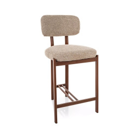 Полубарный стул кухонный Misaki H-2 Бежевая ткань / Орех каркас