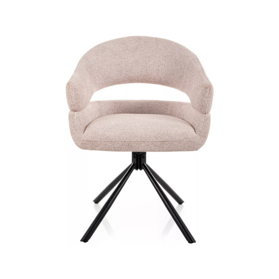 Стул кухонный обеденный мягкий Borgo Leo Светло-бежевая ткань / Черный каркас 2