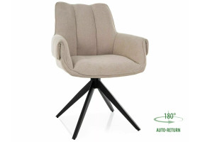 Стул кухонный обеденный мягкий Gio Светло-бежевая ткань / Черный каркас