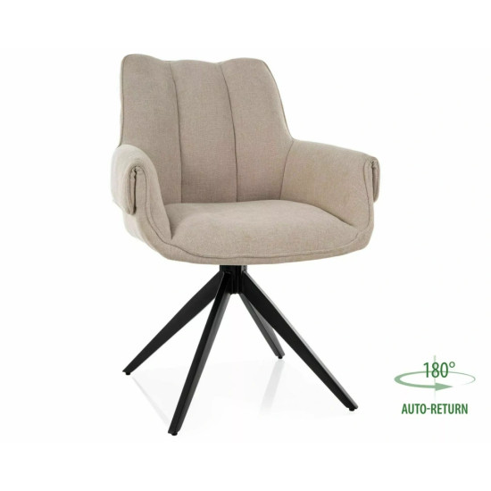 Стул кухонный обеденный мягкий Gio Светло-бежевая ткань / Черный каркас 1