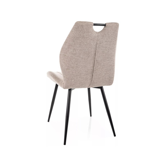 Стул кухонный обеденный мягкий Arco Brego Светло-бежевая ткань / Черный каркас 3