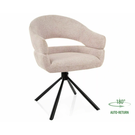 Стул кухонный обеденный мягкий Borgo Leo Светло-бежевая ткань / Черный каркас 1