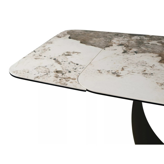 Стол обеденный раскладной кухонный Infinity Ceramic (160–240)×95 см Керамика Белый / Медный каркас 9