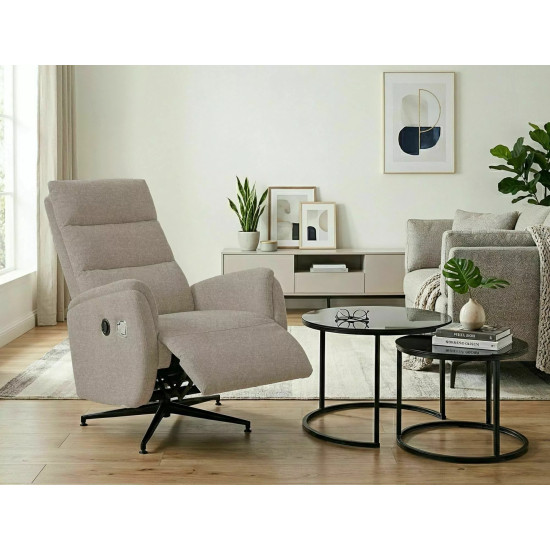 Кресло реклайнер электрическое Fenix Raven Темно-бежевая ткань / Черный каркас 10