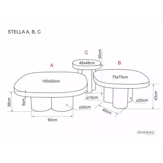 Стол журнальный кофейный Stella C 48×48 см Белый / Медь 6