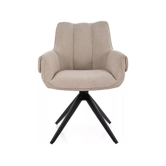 Стул кухонный обеденный мягкий Gio Светло-бежевая ткань / Черный каркас 4