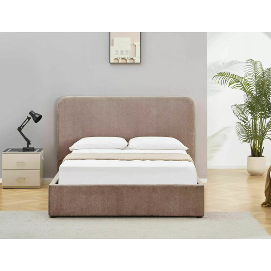 Кровать двухспальная мягкая Lumia Raven 140×200 Темно-бежевая ткань 10