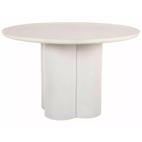 Обеденный стол кухонный Rosalia ø120 см МДФ + микроцемент Экрю / Экрю каркас