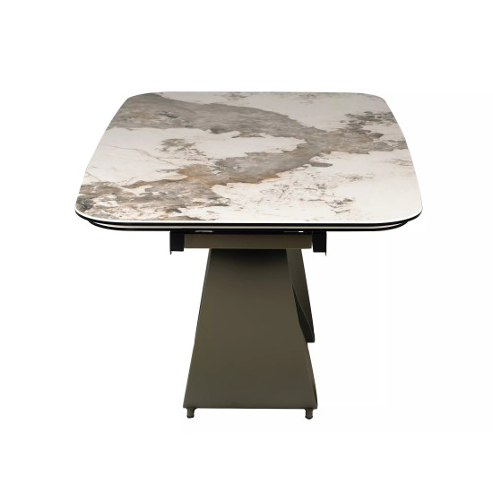 Стол обеденный раскладной кухонный Infinity Ceramic (160–240)×95 см Керамика Белый / Медный каркас 11