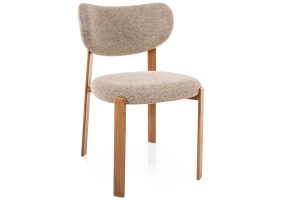 Стул кухонный обеденный мягкий Rin D Бежевая ткань / Дуб каркас