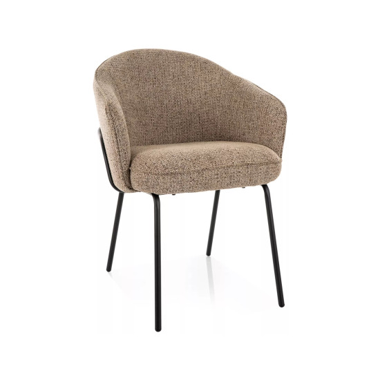 Стул кухонный обеденный мягкий Nao Noelle Темно-бежевая ткань / Черный каркас 6