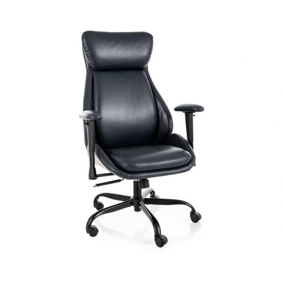 Кресло офисное компьютерное поворотное Q-092 Черная экокожа / Черный каркас 1
