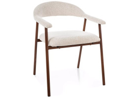 Стул кухонный обеденный мягкий Lagos D Raven Светло-бежевая ткань / Орех каркас