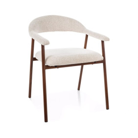 Стул кухонный обеденный мягкий Lagos D Raven Светло-бежевая ткань / Орех каркас