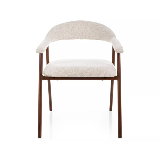 Стул кухонный обеденный мягкий Lagos D Raven Светло-бежевая ткань / Орех каркас 2