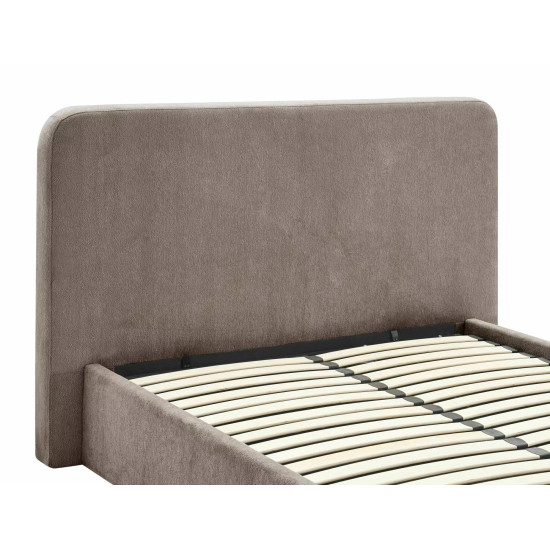 Кровать двухспальная мягкая Lumia Raven 140×200 Темно-бежевая ткань 4