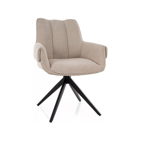 Стул кухонный обеденный мягкий Gio Светло-бежевая ткань / Черный каркас 6