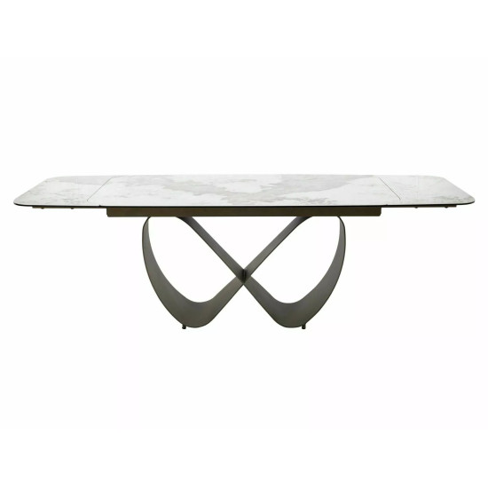 Стол обеденный раскладной кухонный Infinity Ceramic (160–240)×95 см Керамика Белый / Медный каркас 2