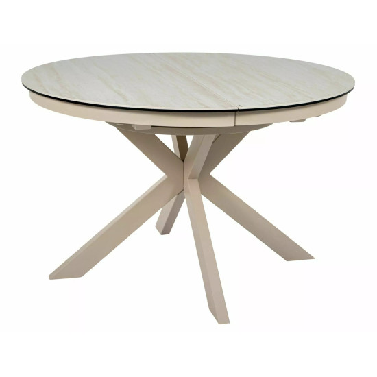 Стол обеденный кухонный раскладной Porto Ceramic (120–160)×120 см Керамика Беж / Кашемир каркас 3