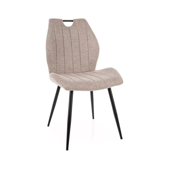Стул кухонный обеденный мягкий Arco Brego Светло-бежевая ткань / Черный каркас 1