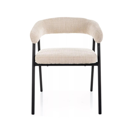 Стул кухонный обеденный мягкий Katana Бежевая ткань / Черный каркас 2