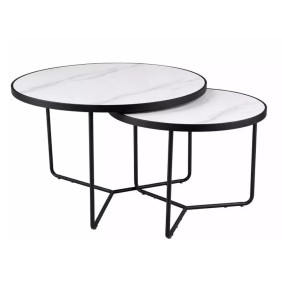 Набор журнальных столов Italia ø80 см Белый/Черный