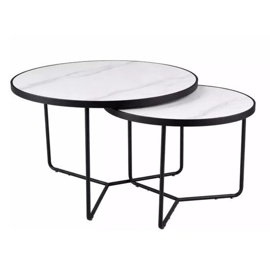 Набор журнальных столов Italia ø80 см Белый/Черный 1