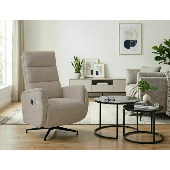 Кресло реклайнер электрическое Fenix Raven Темно-бежевая ткань / Черный каркас 11