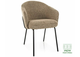 Стул кухонный обеденный мягкий Nao Noelle Темно-бежевая ткань / Черный каркас