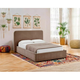 Кровать двухспальная мягкая Lumia Raven 140×200 Темно-бежевая ткань