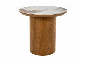 Стол журнальный кофейный Rondo ø45 см Белый / Дуб